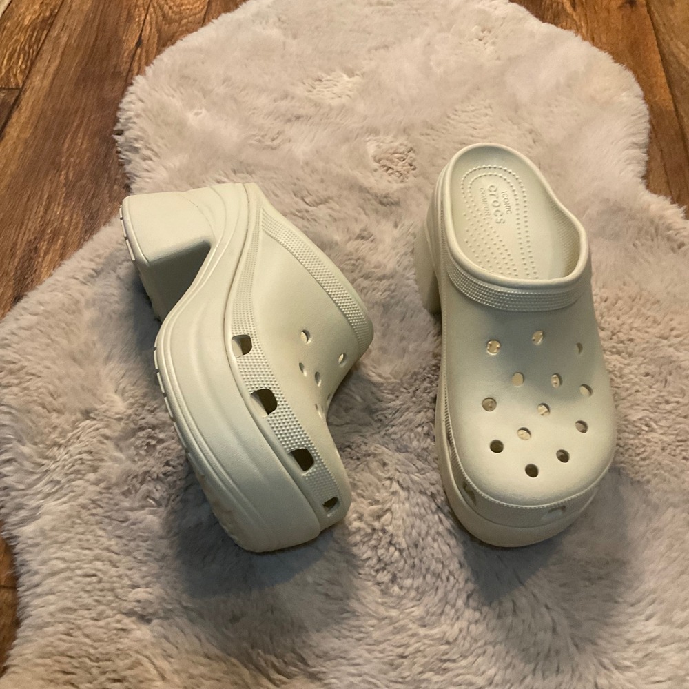 Crocs Siren‎ Platform Clogs Bone Ivory Color Unisex W 12 M 10 High Heel